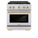 ZLINE Autograph Edition 30 in. 4.2 cu. ft. Paramount Gas Range with 4 Burner Cooktop and Convection Gas Oven in Stainless Steel and Polished Gold Accents, Open Box-Good Condition