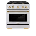 ZLINE Autograph Edition 30 in. 4.2 cu. ft. Paramount Gas Range with 4 Burner Cooktop and Convection Gas Oven in Stainless Steel and Polished Gold Accents (SGRZ-30-G)