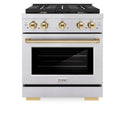 ZLINE Autograph Edition 30 in. 4.2 cu. ft. Paramount Gas Range with 4 Burner Cooktop and Convection Gas Oven in Stainless Steel and Polished Gold Accents, Open Box-Great Condition