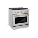 ZLINE Autograph Edition 30 in. 4.2 cu. ft. Paramount Gas Range with 4 Burner Cooktop and Convection Gas Oven in Stainless Steel and Polished Gold Accents, Open Box-Great Condition