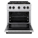 ZLINE Autograph Edition 30 in. 4.2 cu. ft. Paramount Gas Range with 4 Burner Cooktop and Convection Gas Oven in Stainless Steel and Matte Black Accents, Open Box-Great Condition