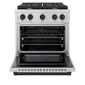 ZLINE Autograph Edition 30 in. 4.2 cu. ft. Paramount Gas Range with 4 Burner Cooktop and Convection Gas Oven in Stainless Steel and Matte Black Accents, Open Box-Good Condition