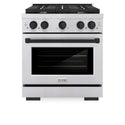 ZLINE Autograph Edition 30 in. 4.2 cu. ft. Paramount Gas Range with 4 Burner Cooktop and Convection Gas Oven in Stainless Steel and Matte Black Accents (SGRZ-30-MB)