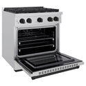 ZLINE Autograph Edition 30 in. 4.2 cu. ft. Paramount Gas Range with 4 Burner Cooktop and Convection Gas Oven in Stainless Steel and Matte Black Accents, Open Box-Great Condition