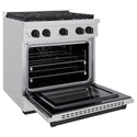 ZLINE Autograph Edition 30 in. 4.2 cu. ft. Paramount Gas Range with 4 Burner Cooktop and Convection Gas Oven in Stainless Steel and Matte Black Accents, Open Box-Good Condition