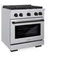 ZLINE Autograph Edition 30 in. 4.2 cu. ft. Paramount Gas Range with 4 Burner Cooktop and Convection Gas Oven in Stainless Steel and Matte Black Accents, Open Box-Good Condition