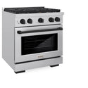 ZLINE Autograph Edition 30 in. 4.2 cu. ft. Paramount Gas Range with 4 Burner Cooktop and Convection Gas Oven in Stainless Steel and Matte Black Accents (SGRZ-30-MB)