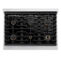 ZLINE Autograph Edition 36 in. 5.2 cu. ft. Paramount Gas Range with 6 Burner Cooktop and Convection Gas Oven in Stainless Steel and Champagne Bronze Accents, Open Box-Great Condition