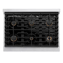 ZLINE Autograph Edition 36 in. 5.2 cu. ft. Paramount Gas Range with 6 Burner Cooktop and Convection Gas Oven in Stainless Steel and Champagne Bronze Accents, Open Box-Good Condition
