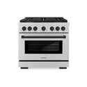ZLINE Autograph Edition 36 in. 5.2 cu. ft. Paramount Gas Range with 6 Burner Cooktop and Convection Gas Oven in Stainless Steel and Matte Black Accents, Open Box-Great Condition