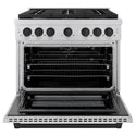 ZLINE Autograph Edition 36 in. 5.2 cu. ft. Paramount Gas Range with 6 Burner Cooktop and Convection Gas Oven in Stainless Steel and Matte Black Accents (SGRZ-36-MB)