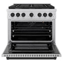 ZLINE Autograph Edition 36 in. 5.2 cu. ft. Paramount Gas Range with 6 Burner Cooktop and Convection Gas Oven in Stainless Steel and Matte Black Accents, Open Box-Good Condition