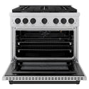 ZLINE Autograph Edition 36 in. 5.2 cu. ft. Paramount Gas Range with 6 Burner Cooktop and Convection Gas Oven in Stainless Steel and Matte Black Accents, Open Box-Great Condition