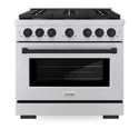 ZLINE Autograph Edition 36 in. 5.2 cu. ft. Paramount Gas Range with 6 Burner Cooktop and Convection Gas Oven in Stainless Steel and Matte Black Accents, Open Box-Great Condition