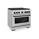 ZLINE Autograph Edition 36 in. 5.2 cu. ft. Paramount Gas Range with 6 Burner Cooktop and Convection Gas Oven in Stainless Steel and Matte Black Accents, Open Box-Great Condition