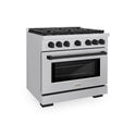 ZLINE Autograph Edition 36 in. 5.2 cu. ft. Paramount Gas Range with 6 Burner Cooktop and Convection Gas Oven in Stainless Steel and Matte Black Accents, Open Box-Good Condition