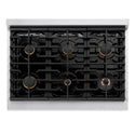 ZLINE Autograph Edition 36 in. 5.2 cu. ft. Paramount Gas Range with 6 Burner Cooktop and Convection Gas Oven in Stainless Steel and Matte Black Accents, Open Box-Great Condition
