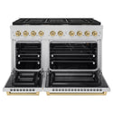 ZLINE Autograph Edition 48 in. 6.7 cu. ft. Paramount Double Oven Gas Range with 8 Burner Cooktop in Stainless Steel and Champagne Bronze Accents (SGRZ-48-CB)