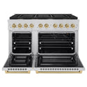 ZLINE Autograph Edition 48 in. 6.7 cu. ft. Paramount Double Oven Gas Range with 8 Burner Cooktop in Stainless Steel and Champagne Bronze Accents, Open Box-Good Condition