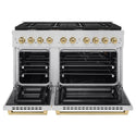 ZLINE Autograph Edition 48 in. 6.7 cu. ft. Paramount Double Oven Gas Range with 8 Burner Cooktop in Stainless Steel and Champagne Bronze Accents, Open Box-Great Condition