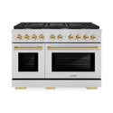 ZLINE Autograph Edition 48 in. 6.7 cu. ft. Paramount Double Oven Gas Range with 8 Burner Cooktop in Stainless Steel and Polished Gold Accents, Open Box-Good Condition
