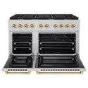 ZLINE Autograph Edition 48 in. 6.7 cu. ft. Paramount Double Oven Gas Range with 8 Burner Cooktop in Stainless Steel and Polished Gold Accents, Open Box-Great Condition
