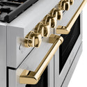 ZLINE Autograph Edition 48 in. 6.7 cu. ft. Paramount Double Oven Gas Range with 8 Burner Cooktop in Stainless Steel and Polished Gold Accents, Open Box-Great Condition