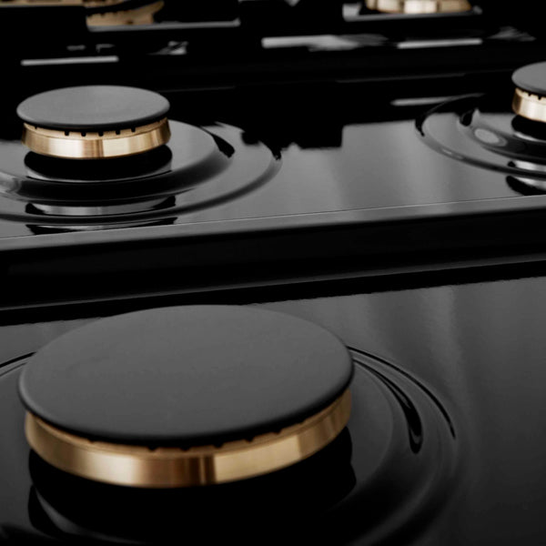 ZLINE Autograph Edition 36 in. Legacy Gas Rangetop with 6 Burners and Porcelain Cooktop in Stainless Steel with Champagne Bronze Accents, Open Box-Great Condition