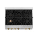 ZLINE Autograph Edition 36 in. Legacy Gas Rangetop with 6 Burners and Porcelain Cooktop in Stainless Steel with Champagne Bronze Accents, Open Box-Great Condition