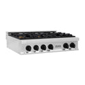 ZLINE Autograph Edition 36 in. Legacy Gas Rangetop with 6 Burners and Porcelain Cooktop in Stainless Steel with Matte Black Accents, Open Box-Great Condition