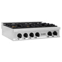 ZLINE Autograph Edition 36 in. Legacy Gas Rangetop with 6 Burners and Porcelain Cooktop in Stainless Steel with Matte Black Accents, Open Box-Great Condition