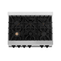 ZLINE Autograph Edition 36 in. Legacy Gas Rangetop with 6 Burners and Porcelain Cooktop in Stainless Steel with Matte Black Accents, Open Box-Great Condition