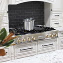 ZLINE Autograph Edition 48 in. Legacy Gas Rangetop with 7 Burners and Porcelain Cooktop in Stainless Steel with Polished Gold Accents, Open Box-Good Condition