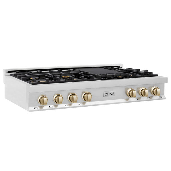 ZLINE 48 In. Autograph Edition Rangetop in Stainless Steel with Gold Accents (RTZ-48-G)