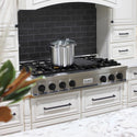 ZLINE Autograph Edition 48 in. Legacy Gas Rangetop with 7 Burners and Porcelain Cooktop in Stainless Steel with Matte Black Accents, Open Box-Great Condition