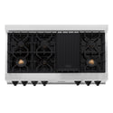 ZLINE Autograph Edition 48 in. Legacy Gas Rangetop with 7 Burners and Porcelain Cooktop in Stainless Steel with Matte Black Accents, Open Box-Good Condition
