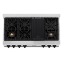 ZLINE Autograph Edition 48 in. Legacy Gas Rangetop with 7 Burners and Porcelain Cooktop in Stainless Steel with Matte Black Accents (RTZ-48-MB)