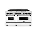ZLINE Autograph Edition 60 in. 7.4 cu. ft. Legacy Dual Fuel Range with 9 Burner Gas Cooktop and 2 Electric Convection Ovens in Stainless Steel with White Matte Doors and Matte Black Accents, Open Box-Good Condition