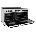 ZLINE Autograph Edition 60 in. 7.4 cu. ft. Legacy Dual Fuel Range with 9 Burner Gas Cooktop and 2 Electric Convection Ovens in Stainless Steel with White Matte Doors and Matte Black Accents, Open Box-Good Condition