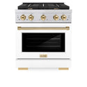 ZLINE Autograph Edition 30 in. 4.2 cu. ft. Paramount Dual Fuel Range with 4 Burner Gas Cooktop and Electric Convection Oven in Stainless Steel with White Matte Door and Polished Gold Accents, Open Box-Great Condition