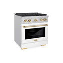 ZLINE Autograph Edition 30 in. 4.2 cu. ft. Paramount Dual Fuel Range with 4 Burner Gas Cooktop and Electric Convection Oven in Stainless Steel with White Matte Door and Polished Gold Accents, Open Box-Great Condition