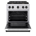ZLINE Autograph Edition 30 in. 4.2 cu. ft. Paramount Dual Fuel Range with 4 Burner Gas Cooktop and Electric Convection Oven in Stainless Steel with White Matte Door and Matte Black Accents, Open Box-Good Condition