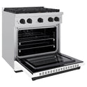 ZLINE Autograph Edition 30 in. 4.2 cu. ft. Paramount Dual Fuel Range with 4 Burner Gas Cooktop and Electric Convection Oven in Stainless Steel with White Matte Door and Matte Black Accents, Open Box-Great Condition