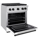 ZLINE Autograph Edition 30 in. 4.2 cu. ft. Paramount Dual Fuel Range with 4 Burner Gas Cooktop and Electric Convection Oven in Stainless Steel with White Matte Door and Matte Black Accents, Open Box-Good Condition
