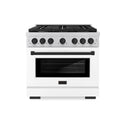 ZLINE Autograph Edition 36 in. 5.2 cu. ft. Paramount Dual Fuel Range with 6 Burner Gas Cooktop and Electric Convection Oven in Stainless Steel with White Matte Door and Matte Black Accents, Open Box-Great Condition