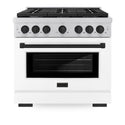 ZLINE Autograph Edition 36 in. 5.2 cu. ft. Paramount Dual Fuel Range with 6 Burner Gas Cooktop and Electric Convection Oven in Stainless Steel with White Matte Door and Matte Black Accents, Open Box-Good Condition