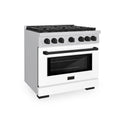 ZLINE Autograph Edition 36 in. 5.2 cu. ft. Paramount Dual Fuel Range with 6 Burner Gas Cooktop and Electric Convection Oven in Stainless Steel with White Matte Door and Matte Black Accents, Open Box-Good Condition