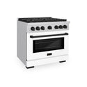 ZLINE Autograph Edition 36 in. 5.2 cu. ft. Paramount Dual Fuel Range with 6 Burner Gas Cooktop and Electric Convection Oven in Stainless Steel with White Matte Door and Matte Black Accents, Open Box-Great Condition