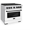 ZLINE Autograph Edition 36 in. 5.2 cu. ft. Paramount Dual Fuel Range with 6 Burner Gas Cooktop and Electric Convection Oven in Stainless Steel with White Matte Door and Matte Black Accents, Open Box-Great Condition