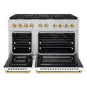 ZLINE Autograph Edition 48 in. 6.7 cu. ft. Paramount Double Oven Dual Fuel Range with 8 Burner Gas Cooktop in Stainless Steel with White Matte Doors and Polished Gold Accents, Open Box-Good Condition